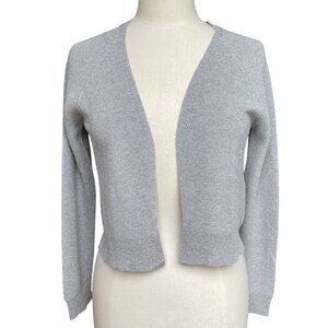 Massimo Dutti Italian Yarn Crop Metallic Silver Cardigan Open Event Cocktails-8